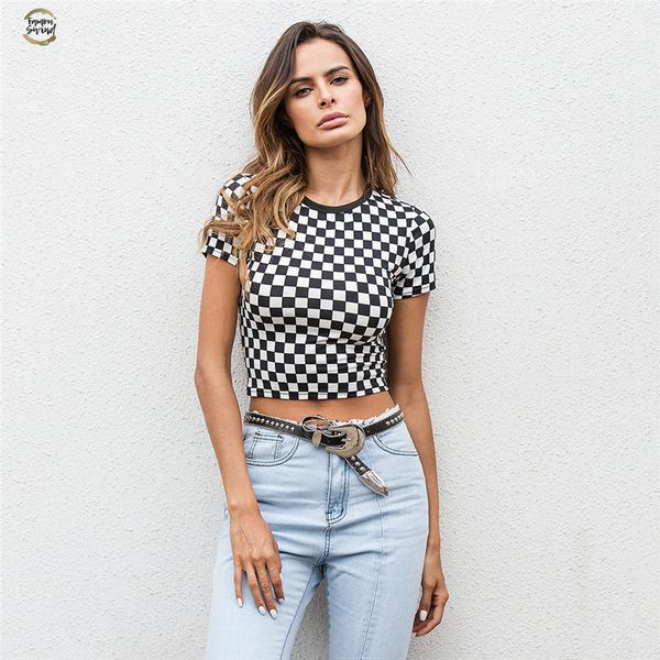 new women spring summer slim t-shirt black white checkerboard pattern plaid crop short sleeve cotton t shirt
new women spring summer slim t-shirt black white checkerboard pattern plaid crop short sleeve cotton t shirt