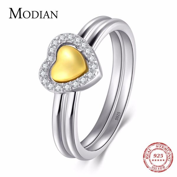 modian 2020 925 sterling silver double heart stackable fashion cubic zirconia finger ring for women wedding engagement jewelry, Golden;silver
modian 2020 925 sterling silver double heart stackable fashion cubic zirconia finger ring for women wedding engagement jewelry, Golden;silver