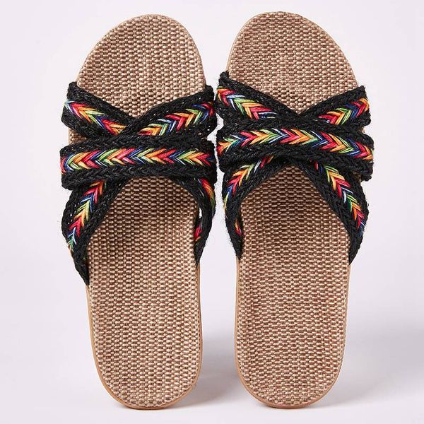 asileto women flat slippers indoor bathroom slippers indoor shoes summer beach flip-flop breathable flax stripes, Black
asileto women flat slippers indoor bathroom slippers indoor shoes summer beach flip-flop breathable flax stripes, Black