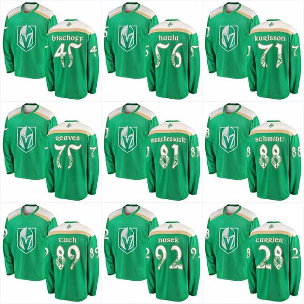 Men 2019 St. Patrick's Day Vegas Golden Knights Deryk Engelland Nick Holden Brayden McNabb Jon Merrill Colin Miller Nate Schmidt Jerseys