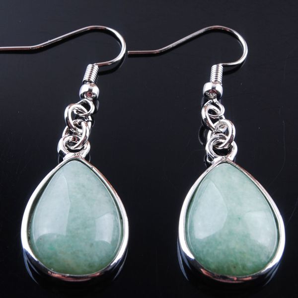 wojiaer fashion natural green aventurine stone hook dangle water drop earrings solid jewelry for women r3176, Silver
wojiaer fashion natural green aventurine stone hook dangle water drop earrings solid jewelry for women r3176, Silver