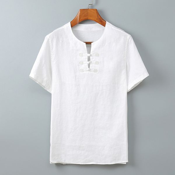 short sleeve shirts men 100%linen chinese style 2020 summer collarless solid white pullover casual shirt, White;black
short sleeve shirts men 100%linen chinese style 2020 summer collarless solid white pullover casual shirt, White;black