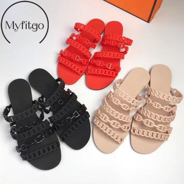 myfitgo summer pvc women slippers fashion design beach slides chain straps girls slippers flat with female slip on casual shoes, Black
myfitgo summer pvc women slippers fashion design beach slides chain straps girls slippers flat with female slip on casual shoes, Black