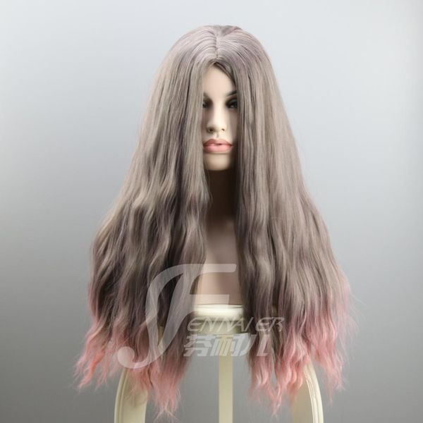middle female gray powder gradient harajuku style corn long curly hair sweet girl raw foreign trade fluffy wig, Black
middle female gray powder gradient harajuku style corn long curly hair sweet girl raw foreign trade fluffy wig, Black