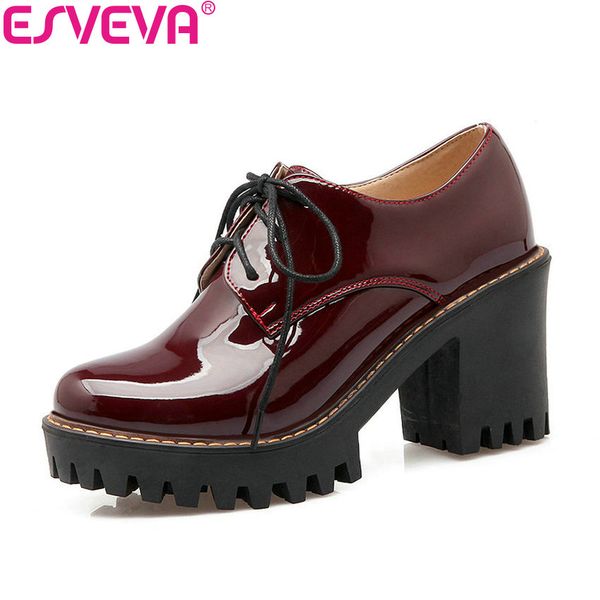 esveva 2020 red black patent leather woman shoes thick high heel pumps round toe platform pu lace up casual shoes big size 34-43
esveva 2020 red black patent leather woman shoes thick high heel pumps round toe platform pu lace up casual shoes big size 34-43