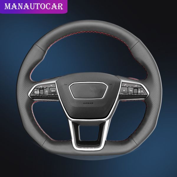 

car braid on the steering wheel cover for a6 (c8) avant allroad 2018-2019 a7 (k8) 2018-2019 s6 s7 2019 auto wheel covers