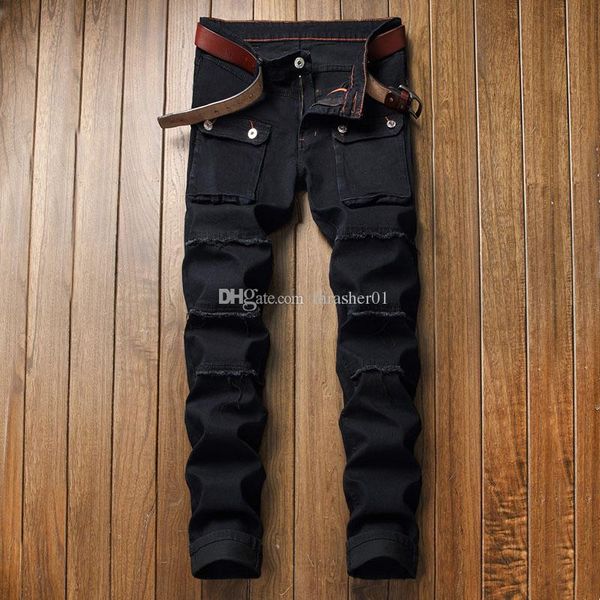 brand new mens jeans fashion distressed zipper ripped jeans mens designer skinny biker pants black hip hop denim pants, Blue
brand new mens jeans fashion distressed zipper ripped jeans mens designer skinny biker pants black hip hop denim pants, Blue