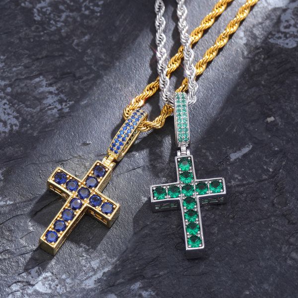 positive and negative two-tone blue and green zircon cross pendeloque cut two-sided can adorn jesus personality necklace ornaments, Silver
positive and negative two-tone blue and green zircon cross pendeloque cut two-sided can adorn jesus personality necklace ornaments, Silver