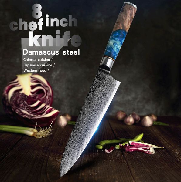 Kitchen Knife VG10 Damascus Steel Japanese Chef Knife Cleaver Slicing Kiritsuke Gyuto Knife Resin Color Wood Handle Cooking Tool Gift Box
Kitchen Knife VG10 Damascus Steel Japanese Chef Knife Cleaver Slicing Kiritsuke Gyuto Knife Resin Color Wood Handle Cooking Tool Gift Box