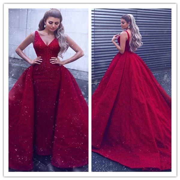 red lace prom dresses deep v neck beads sequins shinning overskirts evening dress low back celebrity formal dress party wear, Black
red lace prom dresses deep v neck beads sequins shinning overskirts evening dress low back celebrity formal dress party wear, Black