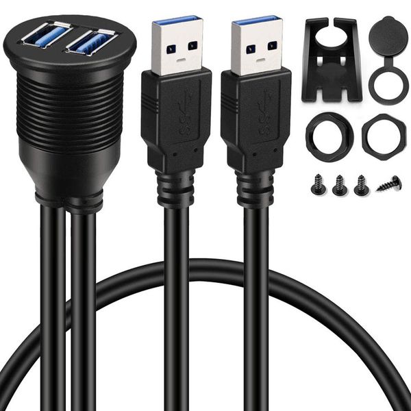 2 ports dual usb 3.0 extension aux flush mount car mount extension cable for car truck boat motorcycle dashboard panel
2 ports dual usb 3.0 extension aux flush mount car mount extension cable for car truck boat motorcycle dashboard panel