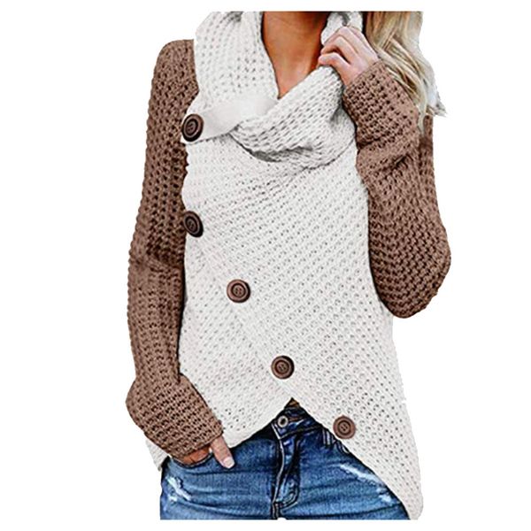 casual knitted soft woolen yarn women sweater winter with buttons warm irregular daily home long sleeve patchwork turtleneck, White;black
casual knitted soft woolen yarn women sweater winter with buttons warm irregular daily home long sleeve patchwork turtleneck, White;black