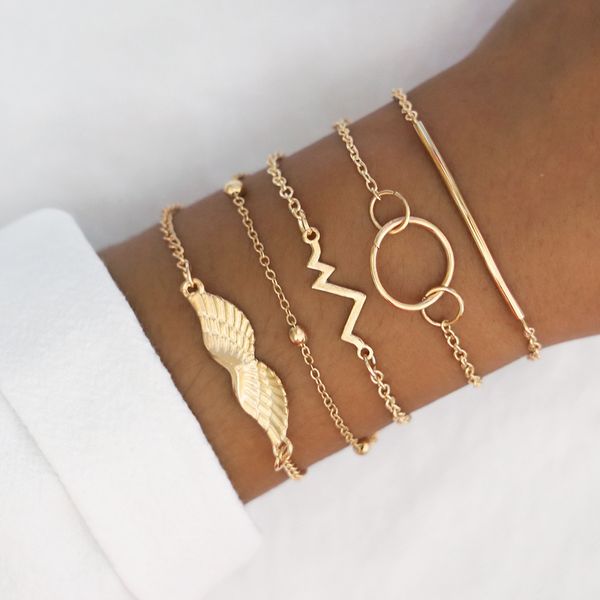 2019 new fashion accessories simple multi-layer beads round wing ecg 5 pieces bracelets set for women jewelry party bangle gifts, Golden;silver
2019 new fashion accessories simple multi-layer beads round wing ecg 5 pieces bracelets set for women jewelry party bangle gifts, Golden;silver