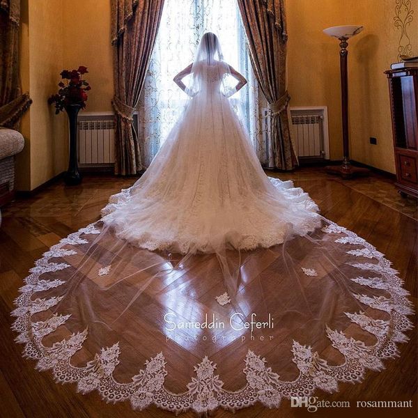 gorgeous 3m long wedding veils with lace applique edge one layer cathedral length veils with comb tulle bridal veil, Black
gorgeous 3m long wedding veils with lace applique edge one layer cathedral length veils with comb tulle bridal veil, Black
