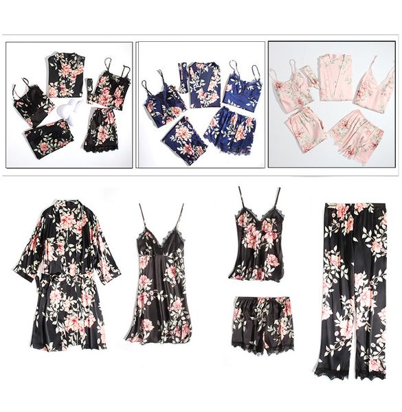 women 5pc pajamas strap pants suit sleepwear sets spring summer home wear nightwear kimono bath robe gown bathrobe -xl, Black;red
women 5pc pajamas strap pants suit sleepwear sets spring summer home wear nightwear kimono bath robe gown bathrobe -xl, Black;red