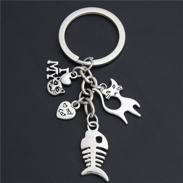 new pet animal keychain ancient silver cat fish bone love my cat charm pendant creative designer keyring women men jewelry friend gifts, Slivery;golden
new pet animal keychain ancient silver cat fish bone love my cat charm pendant creative designer keyring women men jewelry friend gifts, Slivery;golden