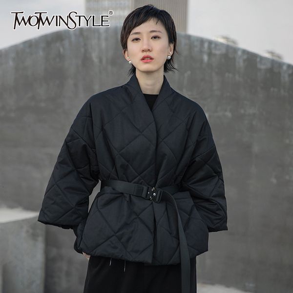 twotwinstyle black women's cotton coats stand collar long sleeve oversized parkas female fashion winter new clothing 2019
twotwinstyle black women's cotton coats stand collar long sleeve oversized parkas female fashion winter new clothing 2019