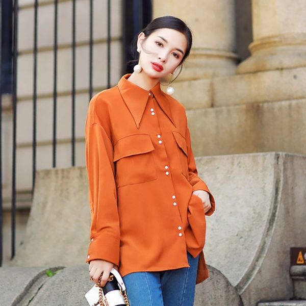 long sleeve stain blouse shirt women turn-down collar casual shirts female vintage clothes big size spring new, White
long sleeve stain blouse shirt women turn-down collar casual shirts female vintage clothes big size spring new, White