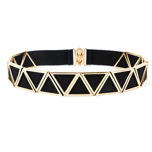 fashion women belt cut out gold triangle metal belt with multi elastic hook closure belt for women luxury strap, Black;brown
fashion women belt cut out gold triangle metal belt with multi elastic hook closure belt for women luxury strap, Black;brown