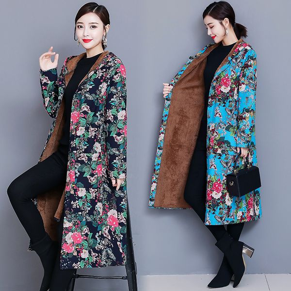 2020 winter cotton linen jacket new national style retro printing loose large size plus velvet hooded long trench coat n1202, Black
2020 winter cotton linen jacket new national style retro printing loose large size plus velvet hooded long trench coat n1202, Black