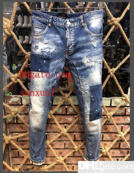 2019 popular fashion men s denim biker jean embroidery pants holes casual jeans button pants d2 long trousers, Blue
2019 popular fashion men s denim biker jean embroidery pants holes casual jeans button pants d2 long trousers, Blue