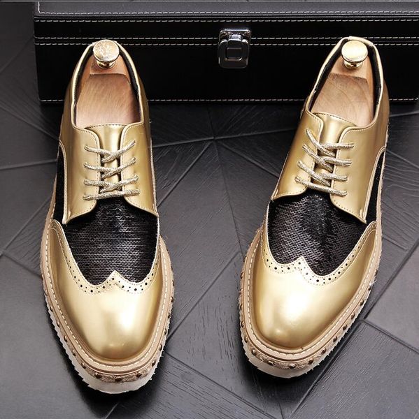 british style mens party night club wear bright patent leather bullock shoes carved brogue oxford shoe youth platform sneakers, Black
british style mens party night club wear bright patent leather bullock shoes carved brogue oxford shoe youth platform sneakers, Black