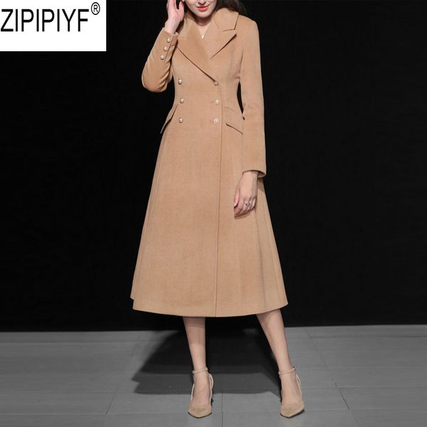 2018 high street fashion women long coat double breasted temperament turn down collar outwear winter warm wool trench coat c2867, Black
2018 high street fashion women long coat double breasted temperament turn down collar outwear winter warm wool trench coat c2867, Black
