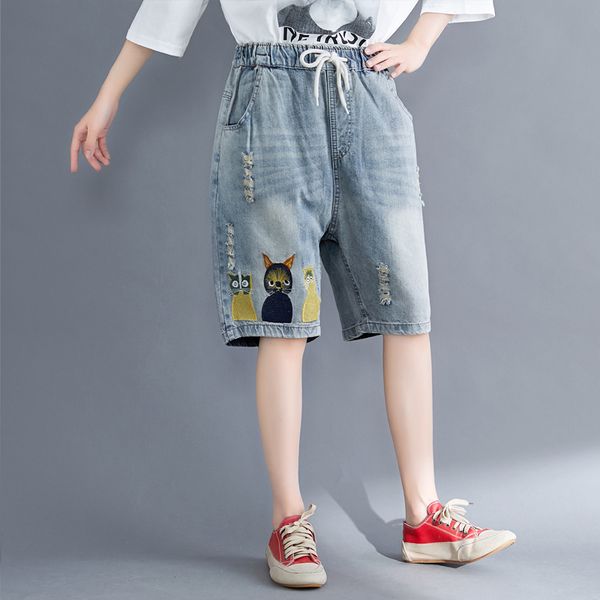 cartoon embroidery blue denim shorts women soft elastic waist loose hole jeans female pants summer vestidos
cartoon embroidery blue denim shorts women soft elastic waist loose hole jeans female pants summer vestidos