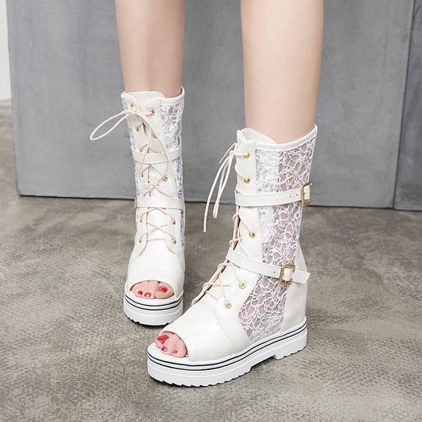 2019 gladiator buckle strap cross tied lace up platform summer lace mesh ankle boots female peep toe white black sandals
2019 gladiator buckle strap cross tied lace up platform summer lace mesh ankle boots female peep toe white black sandals