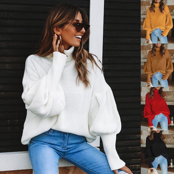autumn elegant knitting sweater for women turtleneck lantern sleeve loose casual sweaters female 2019 new, White;black
autumn elegant knitting sweater for women turtleneck lantern sleeve loose casual sweaters female 2019 new, White;black