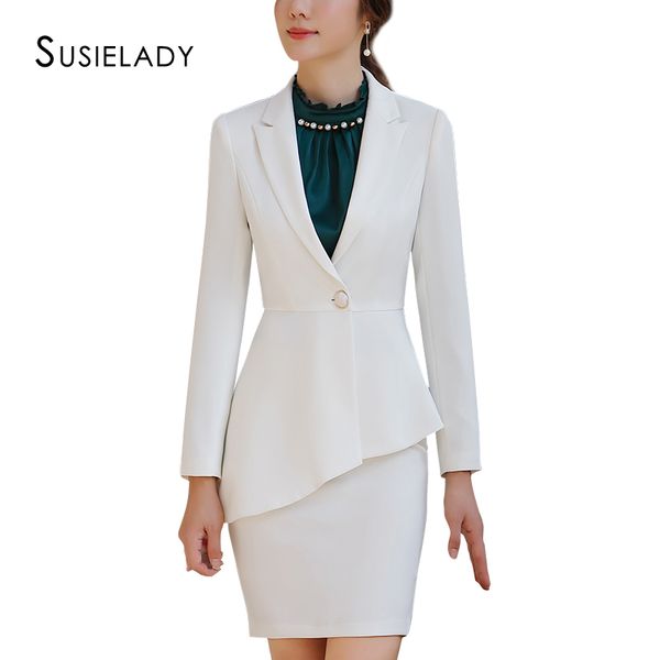 susielady women work suit long sleeve blazer jacket & skirt one button office wear women suits fashion blazer femme, White;black
susielady women work suit long sleeve blazer jacket & skirt one button office wear women suits fashion blazer femme, White;black