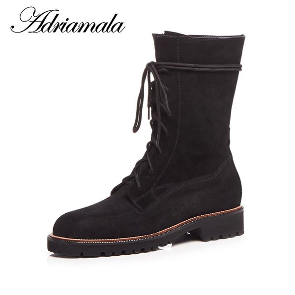 2018 cow suede short boots woman round toe lace up square heel basic low heels mid calf boots for ladies new fashion adriamala, Black
2018 cow suede short boots woman round toe lace up square heel basic low heels mid calf boots for ladies new fashion adriamala, Black