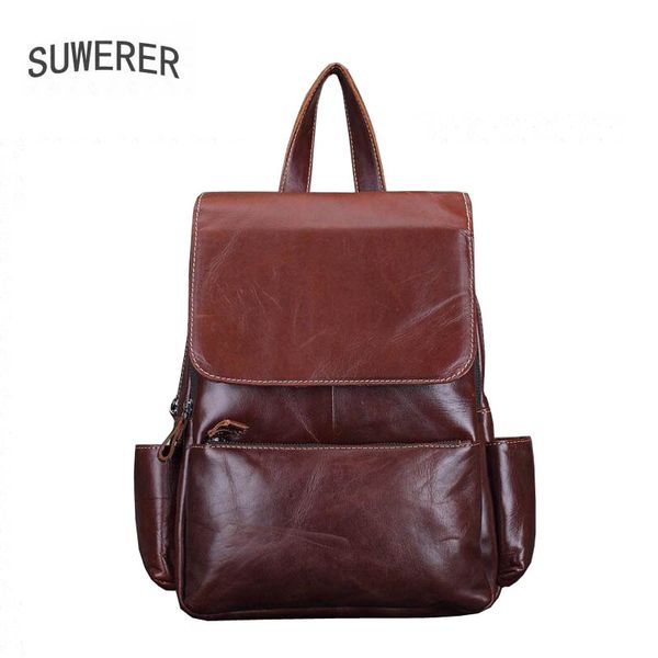 suwerer women genuine leather backpack fashion leisure backpack bags for women 2019 new leather