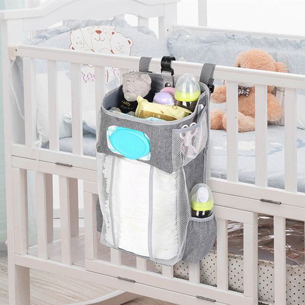 Portable Baby Bedding Cloth Storage Rack Cradle Newborn Crib Bed Hanging Bag Inafnt Bedside Nappy Diaper Partition Organizer Bag