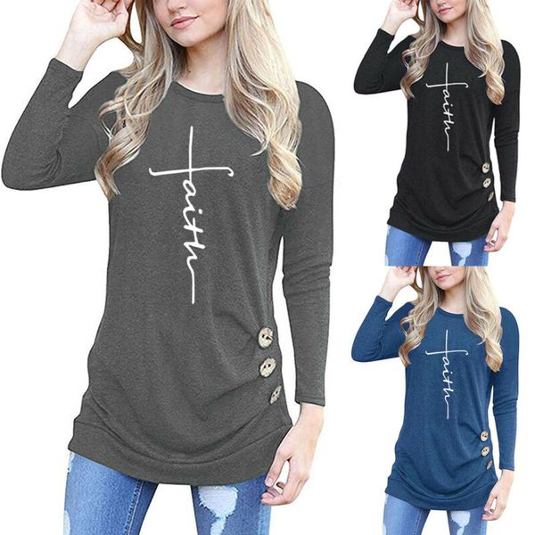 women crew neck long sleeve t shirt autumn spring casual female button slim fit long blouse s-2xl, White
women crew neck long sleeve t shirt autumn spring casual female button slim fit long blouse s-2xl, White