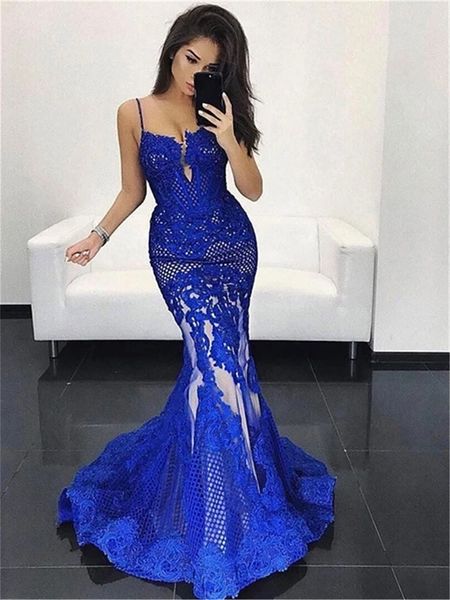 open back blue lace mermaid long evening dress robe de soiree spaghetti straps evening party dresses, Black;red
open back blue lace mermaid long evening dress robe de soiree spaghetti straps evening party dresses, Black;red