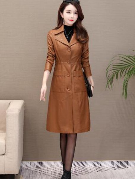 women spring and autumn leisure new korean version boutique slim personality trend business in the long size leather trench coat / 909 l-4xl, Black
women spring and autumn leisure new korean version boutique slim personality trend business in the long size leather trench coat / 909 l-4xl, Black