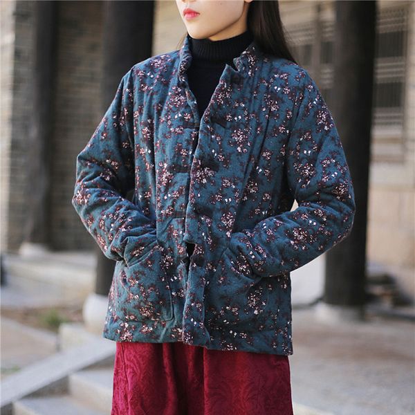 2020 new vintage chinese style plate buckle floral print parkas winter women warm coats stand collar long sleeve jacket outwear, Black
2020 new vintage chinese style plate buckle floral print parkas winter women warm coats stand collar long sleeve jacket outwear, Black