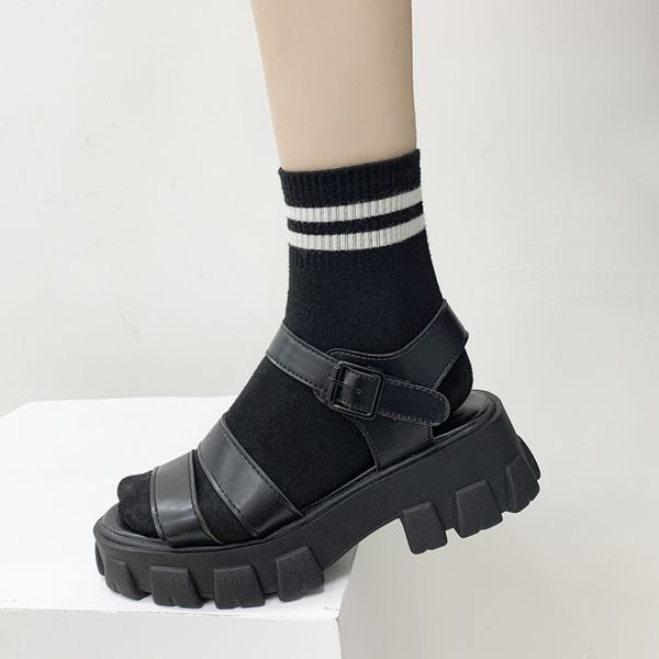 sandals 2021 platform women fashion summer leather buckle ladies wedge heels thick soled beach sandal chunky sandalias mujer, Black
sandals 2021 platform women fashion summer leather buckle ladies wedge heels thick soled beach sandal chunky sandalias mujer, Black