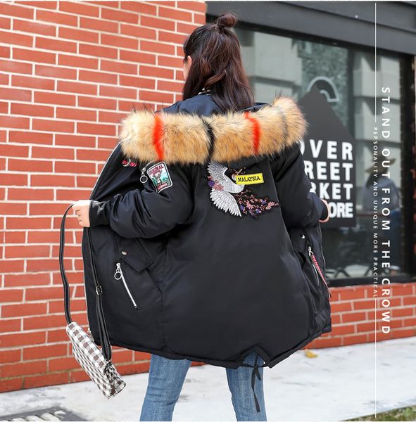 winter 2018 new down cotton-padded jacket for women's korean version long size students embroidery winter cotton-padded jacket, Black
winter 2018 new down cotton-padded jacket for women's korean version long size students embroidery winter cotton-padded jacket, Black