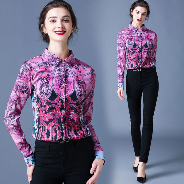 baroque print pink vintage shirts women long sleeve lapel neck runway ladies casual shirt blouses elegant office designer button shirts, White
baroque print pink vintage shirts women long sleeve lapel neck runway ladies casual shirt blouses elegant office designer button shirts, White