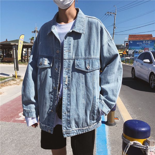 men's jackets wholesale 2021 ripped hole denim jacket lapel long sleeve loose casual harajuku bf wind trend coat, Black;brown
men's jackets wholesale 2021 ripped hole denim jacket lapel long sleeve loose casual harajuku bf wind trend coat, Black;brown