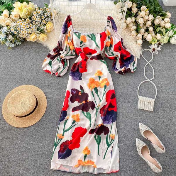 ftlzz vintage women square collar floral maxi dress summer half puff sleeve zippers bohemian dresses floral print long dress, White;black
ftlzz vintage women square collar floral maxi dress summer half puff sleeve zippers bohemian dresses floral print long dress, White;black