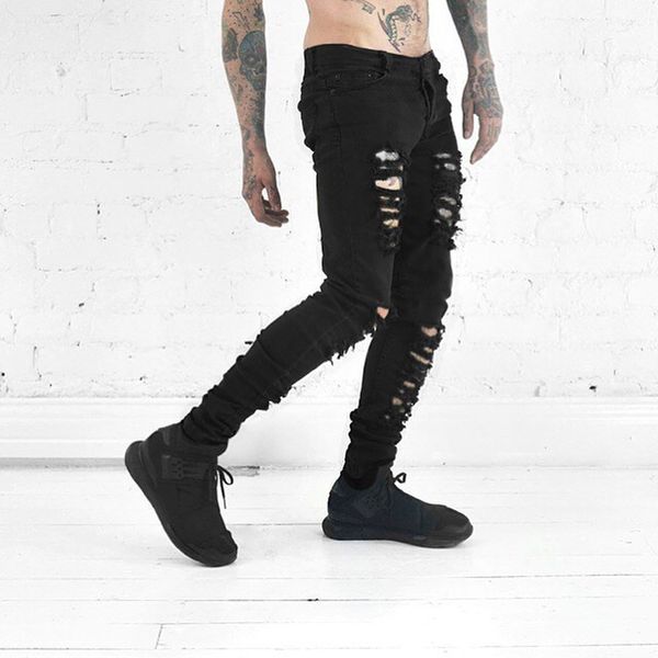 2019 new men's jeans ripped for male skinny distressed slim streetwear designer biker hip hop swag black slim denim trousers, Blue
2019 new men's jeans ripped for male skinny distressed slim streetwear designer biker hip hop swag black slim denim trousers, Blue