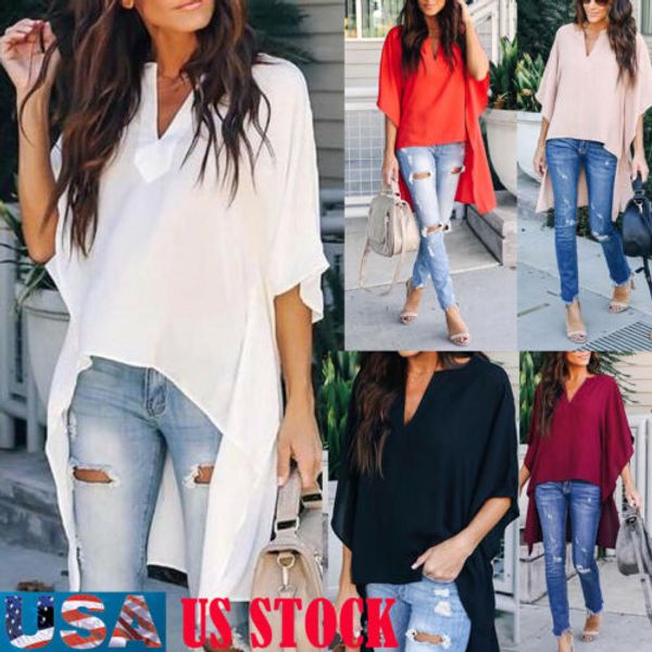 women's blouses & shirts 2021 women summer elegant irregular v-neck chiffon soft tunic casual solid breathable half batwing sleeve top, White
women's blouses & shirts 2021 women summer elegant irregular v-neck chiffon soft tunic casual solid breathable half batwing sleeve top, White