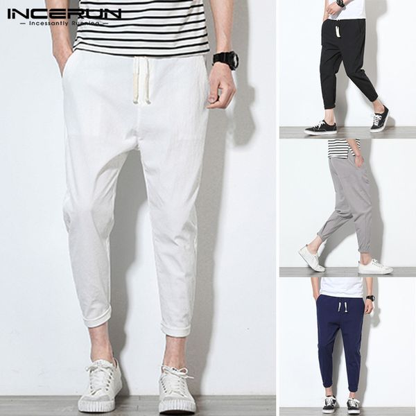 incerun summer men pure color elastic waist drawstring straight pants joggers fashion comfort cotton mens casual pencil trousers, Black
incerun summer men pure color elastic waist drawstring straight pants joggers fashion comfort cotton mens casual pencil trousers, Black
