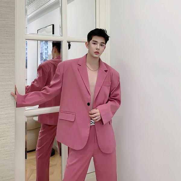 stage clothing men 2 pieces sets casual suit jacket pant japan korea style male women retro fashion show blazer coat trousers, White;black
stage clothing men 2 pieces sets casual suit jacket pant japan korea style male women retro fashion show blazer coat trousers, White;black