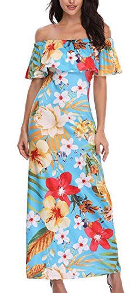 womens floral off shoulder ruffle party dress casual beach long maxi dresses ap0001, Black;gray
womens floral off shoulder ruffle party dress casual beach long maxi dresses ap0001, Black;gray