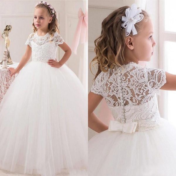 wholesale lovely white lace flower girls dresses with short sleeve crew neck bow ball gown kids formal wear party gowns, White;blue
wholesale lovely white lace flower girls dresses with short sleeve crew neck bow ball gown kids formal wear party gowns, White;blue