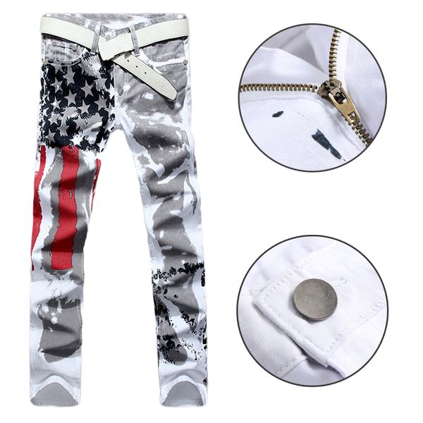 1pcs casual trousers printing men's jeans high elastic jeans newmen's white american flag print straight men's, Blue
1pcs casual trousers printing men's jeans high elastic jeans newmen's white american flag print straight men's, Blue